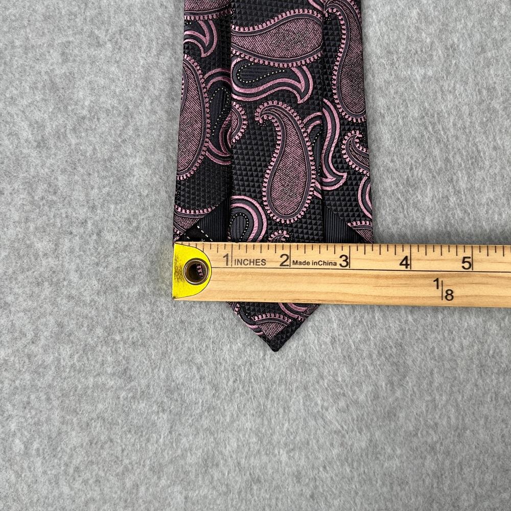 Ermrnrgildo Zegna Neck Tie Gray Pink Paisley Silk Made In Italy Mens - Picture 7 of 7